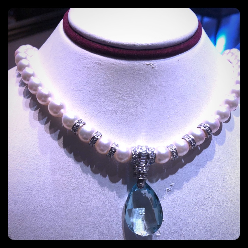 20 carat Aquamarine diamond necklace